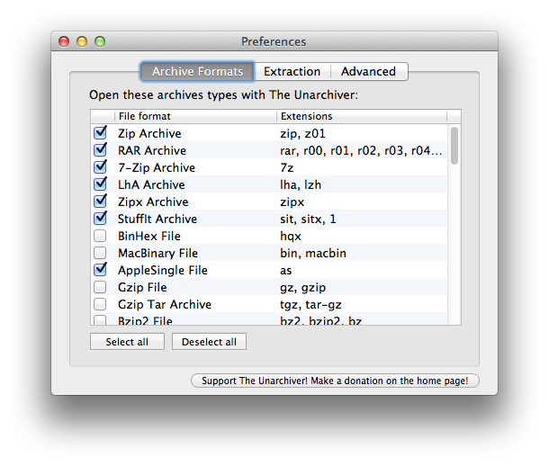 Phần thiết lập của UnArchiver sẽ cho nhiều tuỳ chọn đến việc mở file nén.