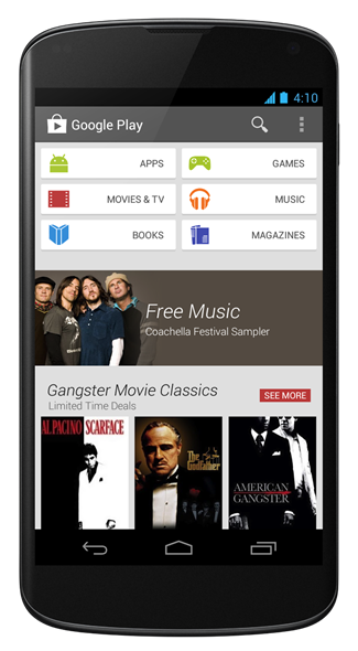 Giao diện Google Play 4.0.25 trên Android